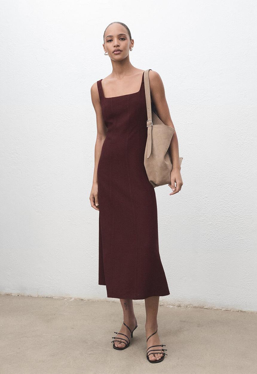 MANGO - Vestido roberts - dark red