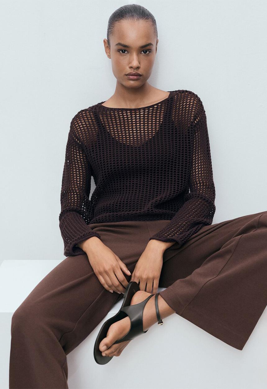 MANGO - Trousers pico  -  brown