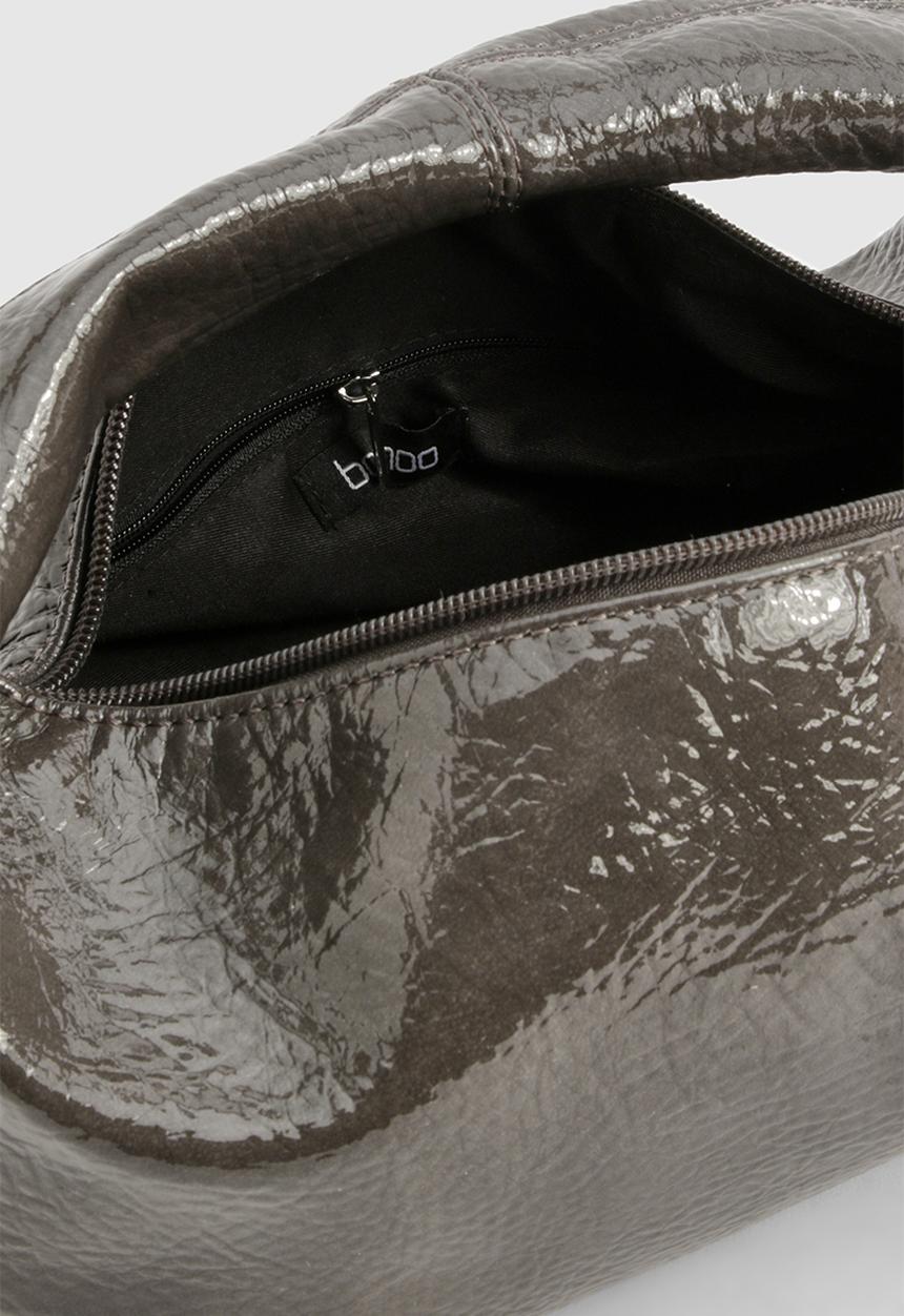 boohoo - Textured patent slouchy grab bag - charcoal