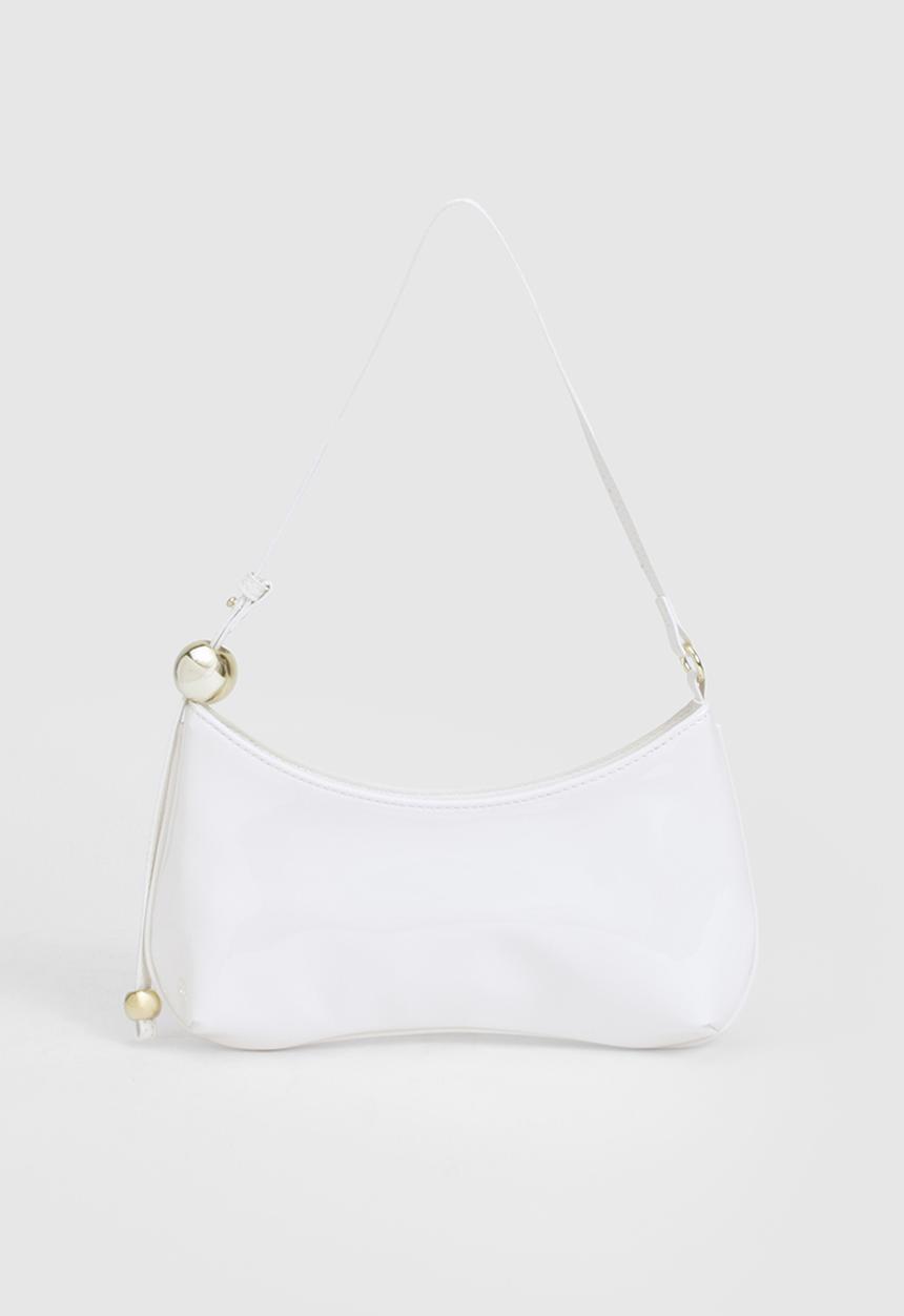 boohoo - Patent bead detail shoulder bag - white