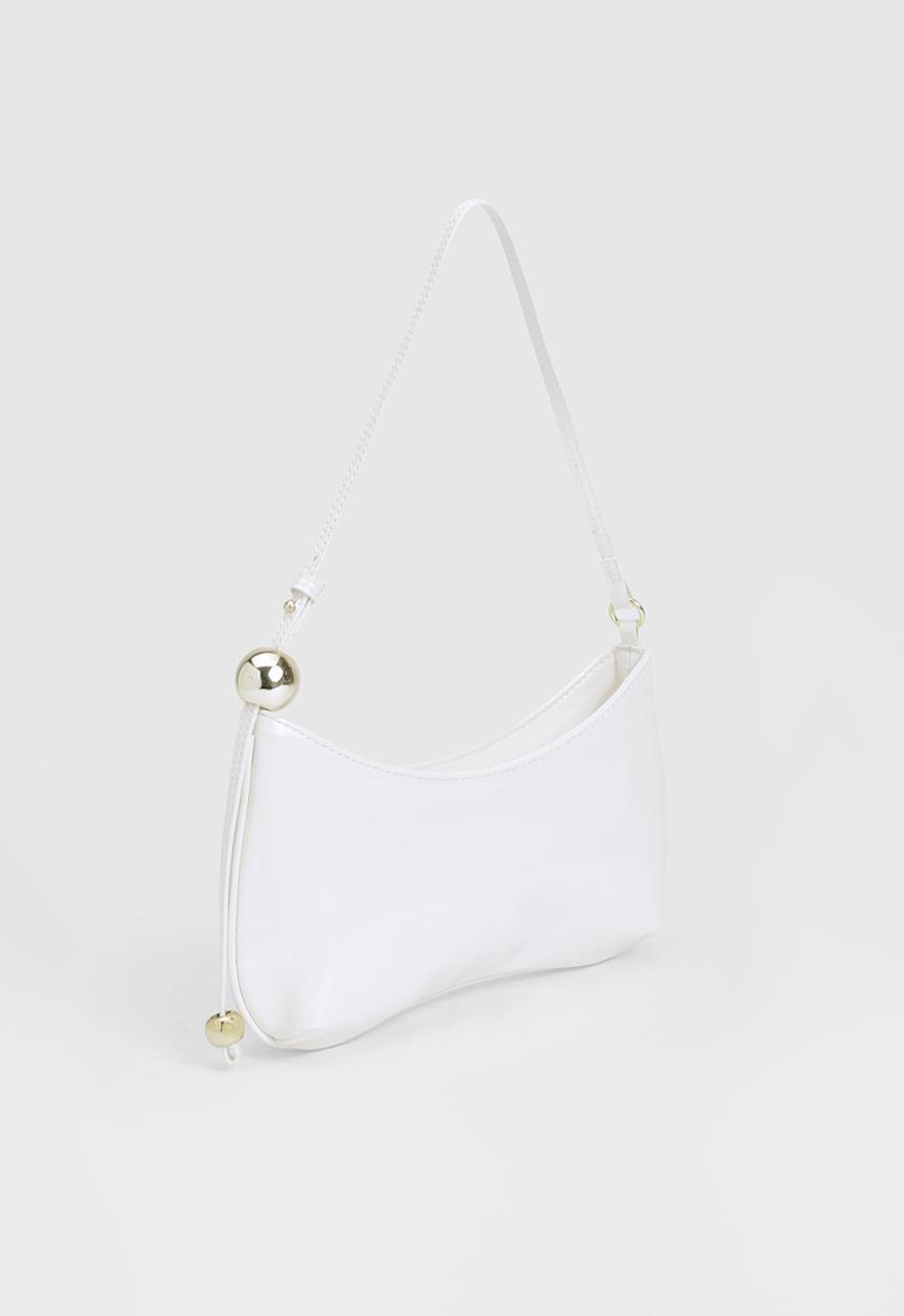 boohoo - Patent bead detail shoulder bag - white