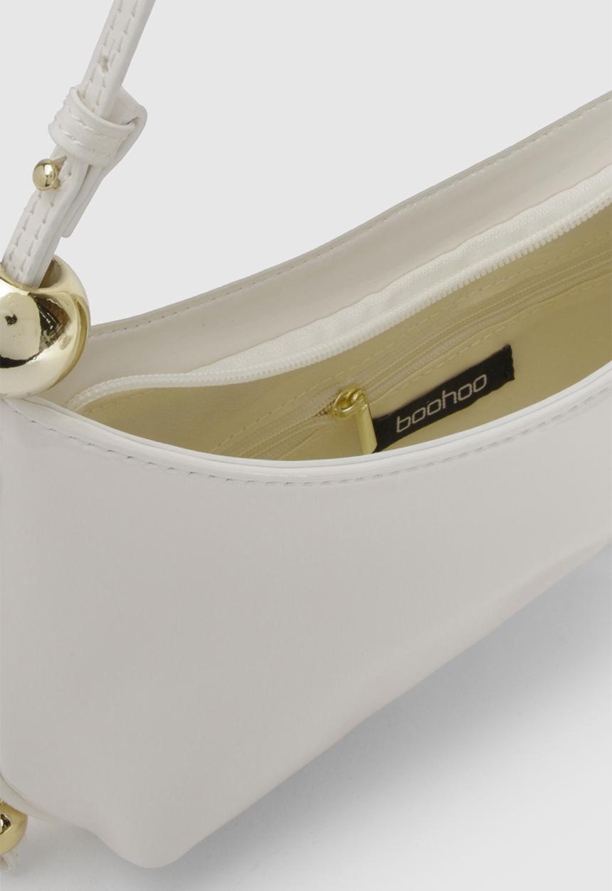 boohoo - Patent bead detail shoulder bag - white