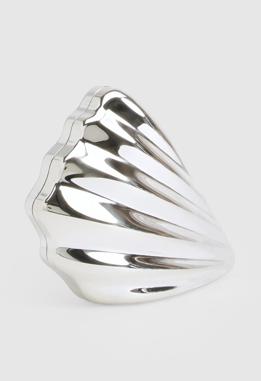 boohoo - Metallic shell clutch bag - silver