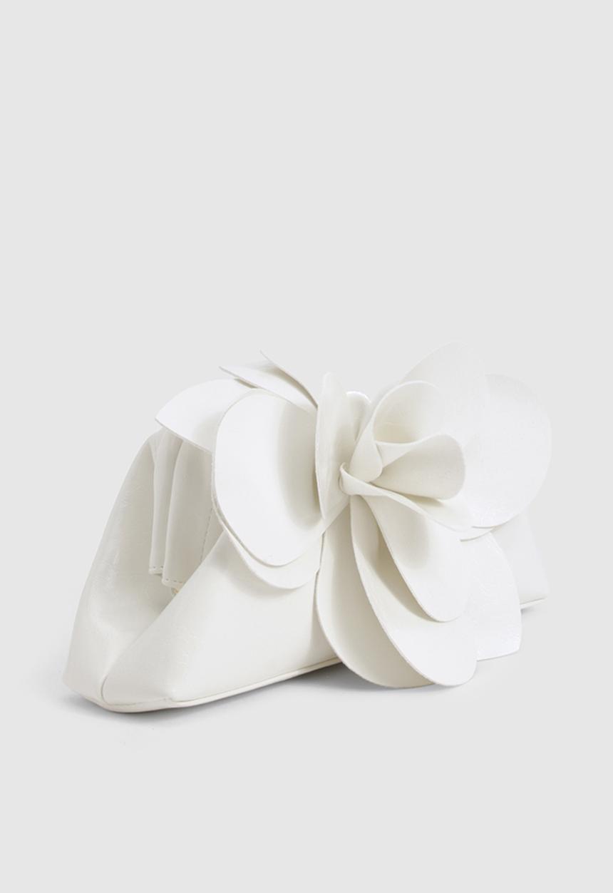 boohoo - Statement flower clutch bag - white