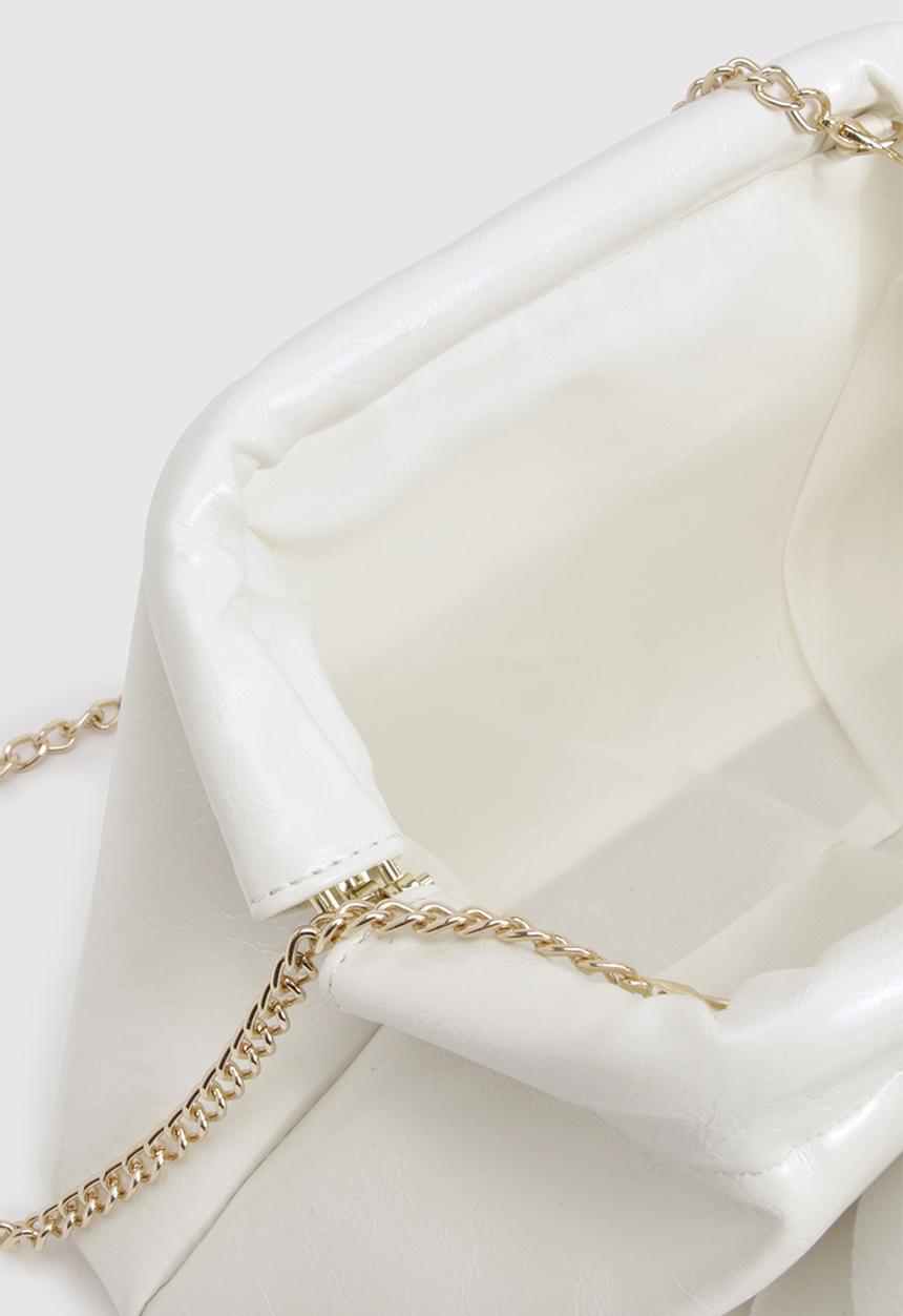 boohoo - Statement flower clutch bag - white
