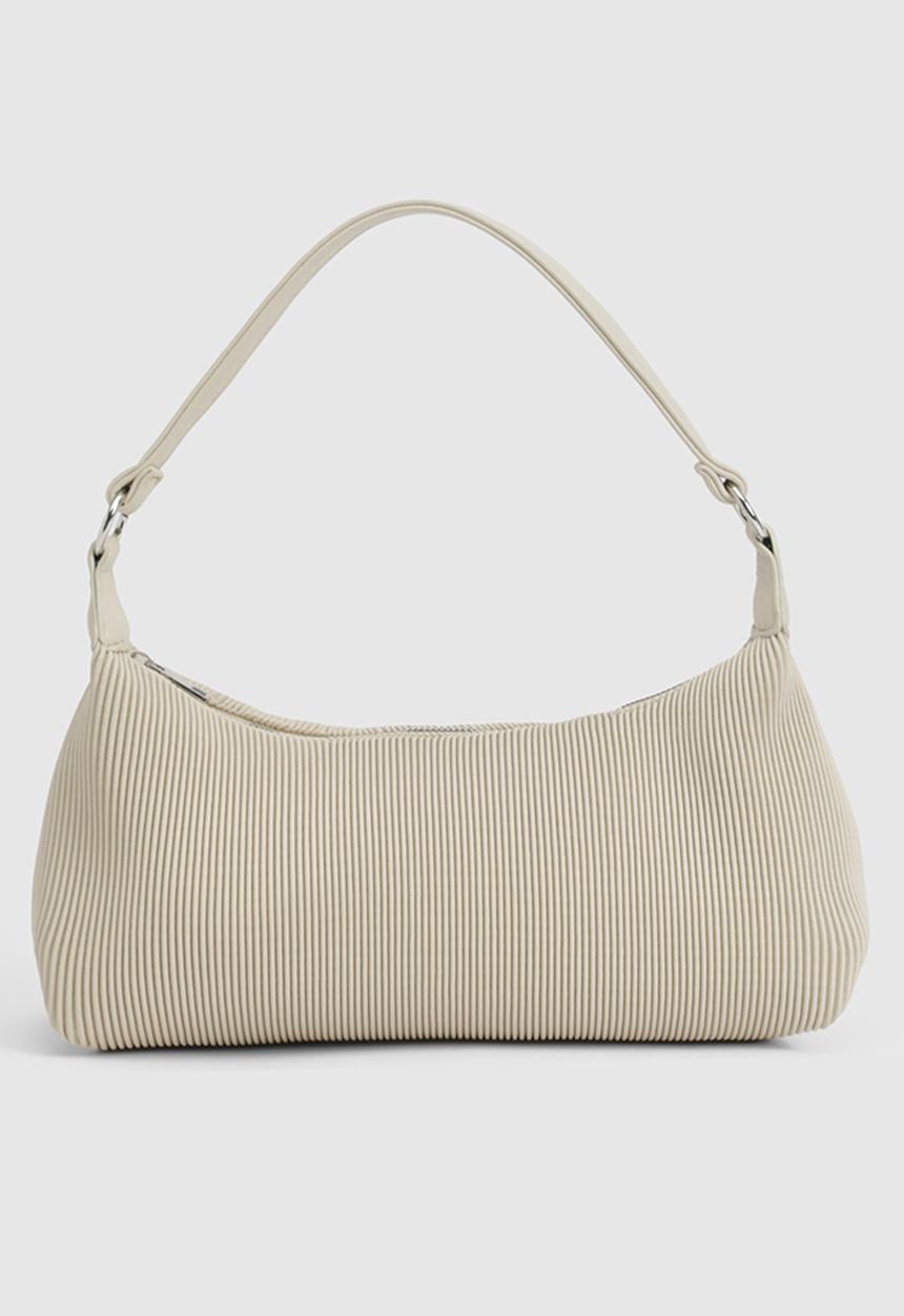 boohoo - Pleated pu shoulder bag - stone