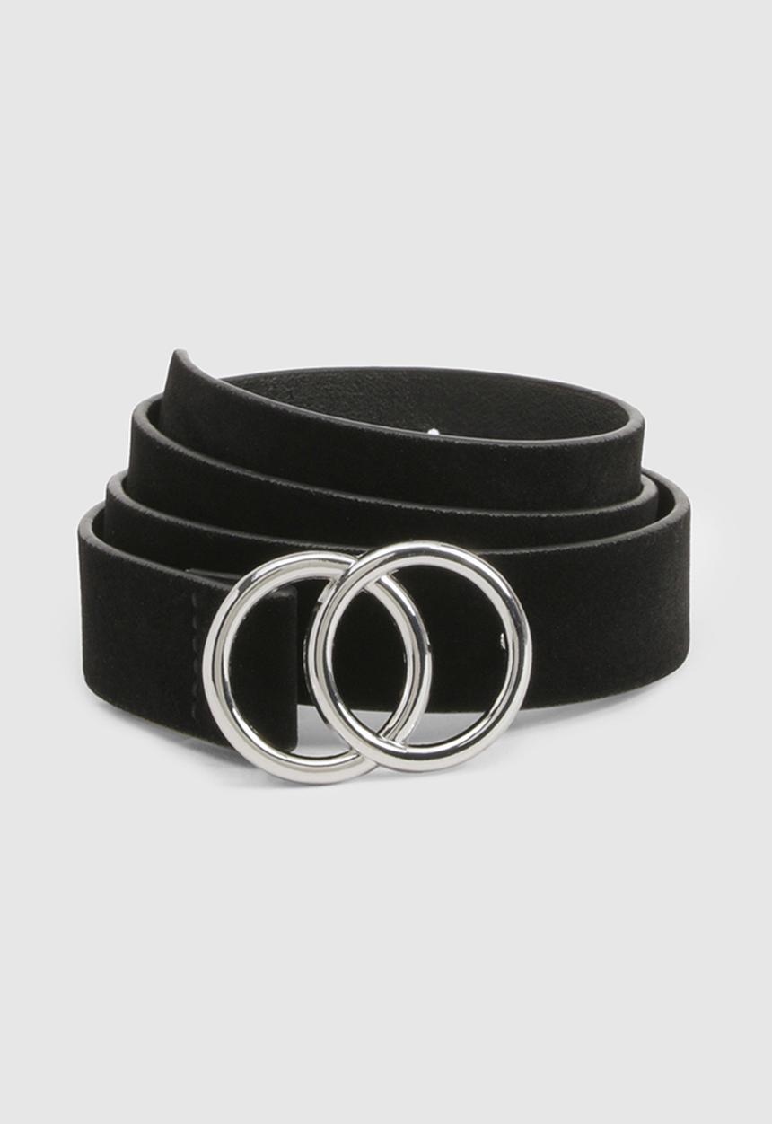 boohoo - Faux suede double ring boyfriend belt - black