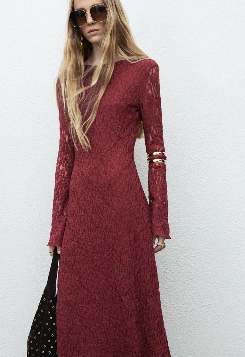 MANGO - Dress salguer  -  dark red
