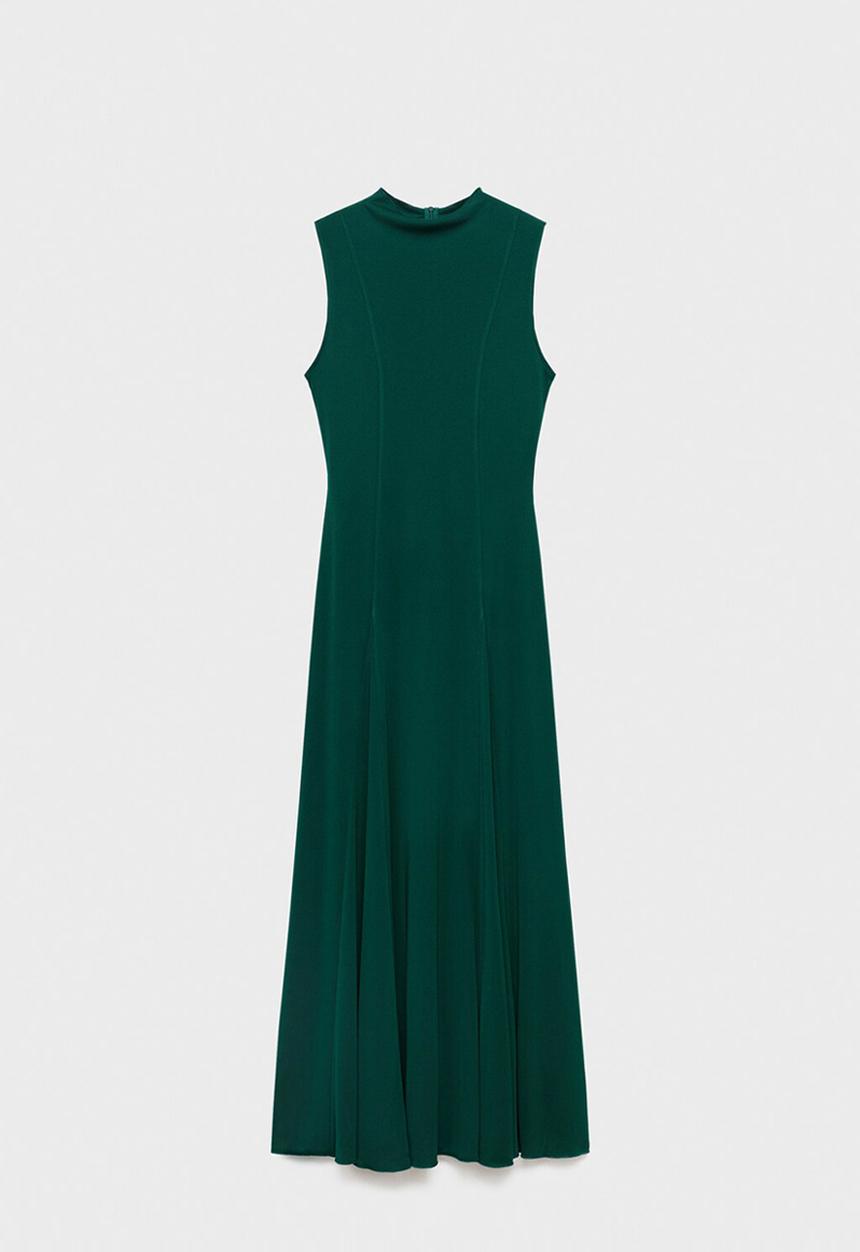 MANGO - Dress godeti -  dark green