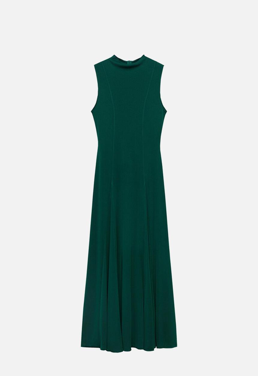 MANGO - Dress godeti -  dark green