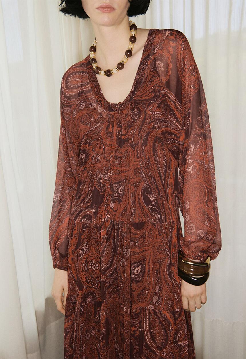 MANGO - Vestido jewel - dark red