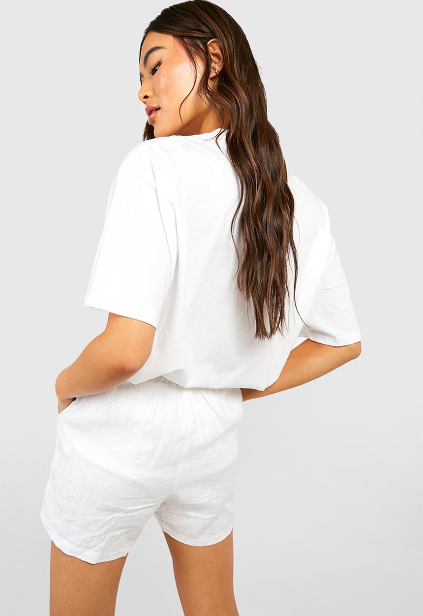 boohoo - Sorrento lemon oversized T-shirt - white