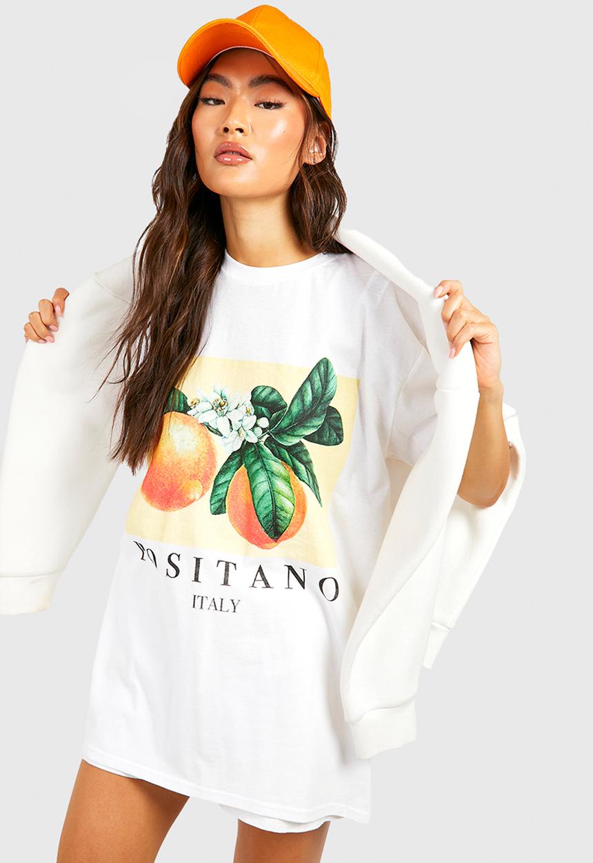 boohoo - Positano fruit oversized T-shirt - white
