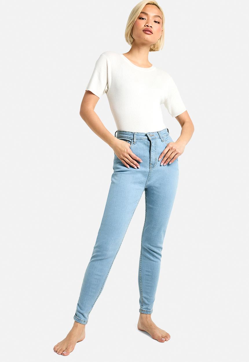 boohoo - Butt shaper high rise skinny jeans - light blue