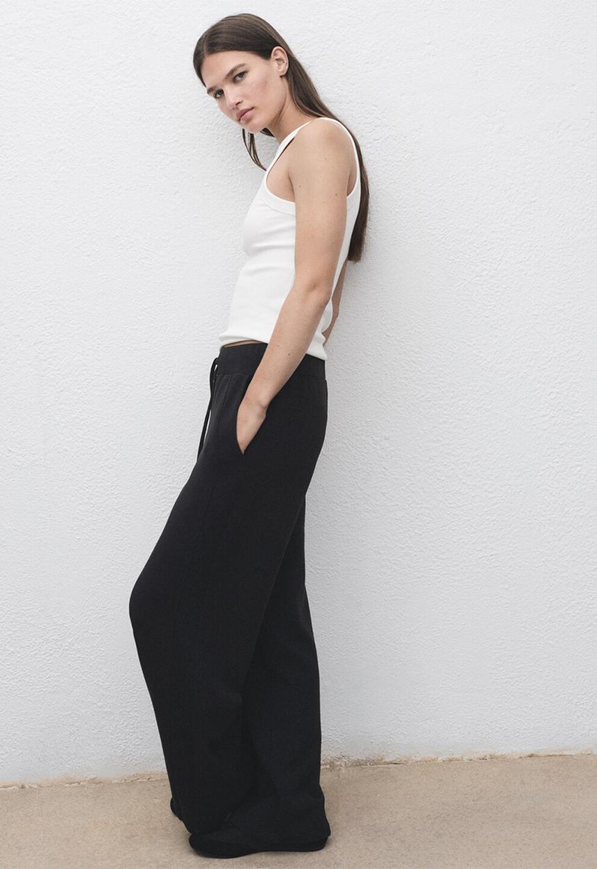 MANGO - Trousers nei  -  black