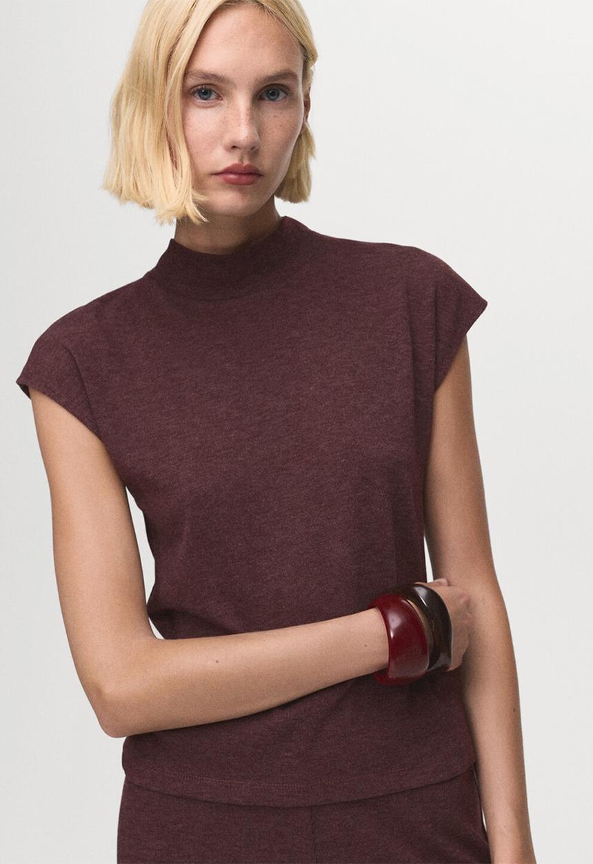 MANGO - Camiseta michi - dark red