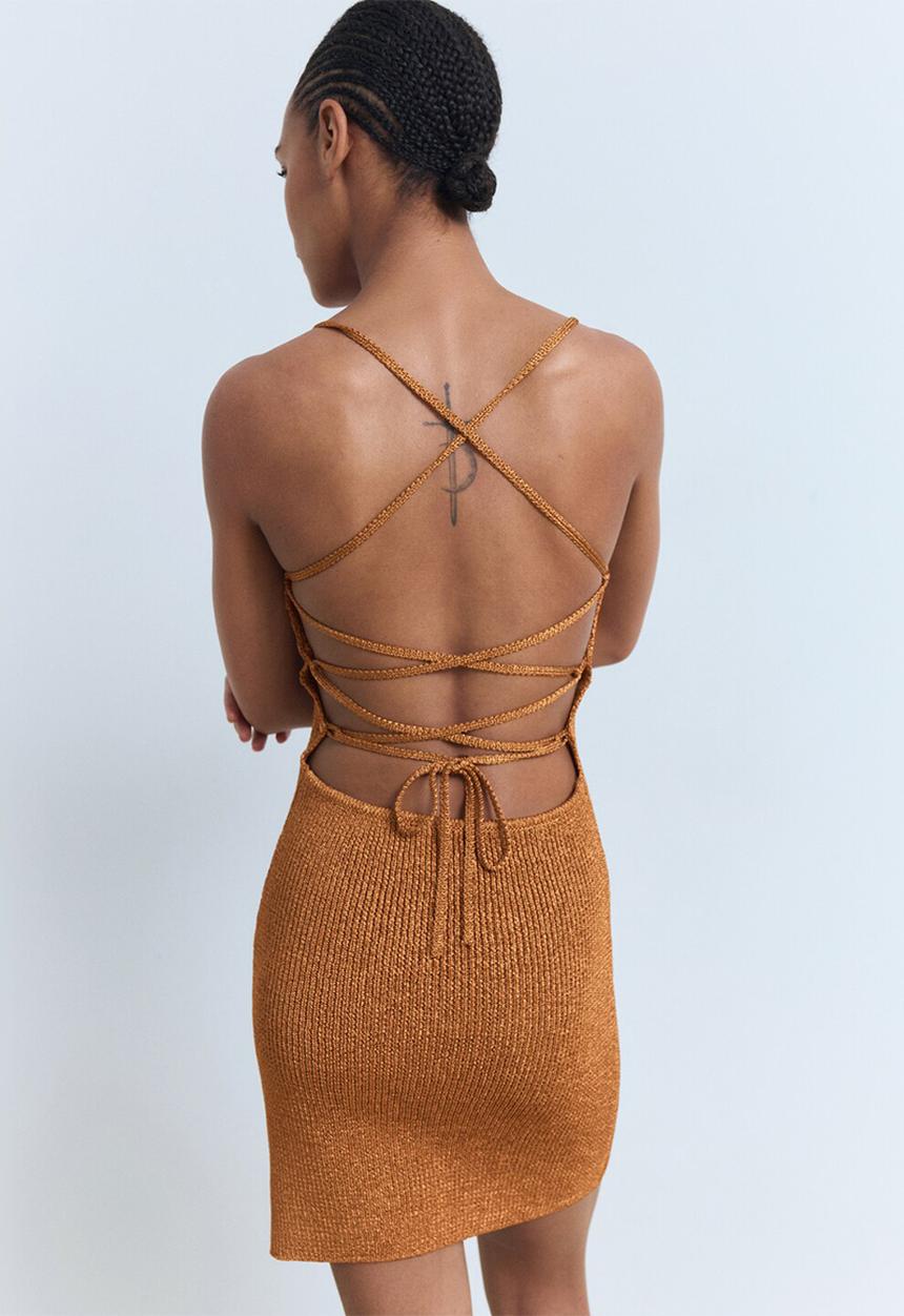 MANGO - Dress Laceup - Rust/Copper
