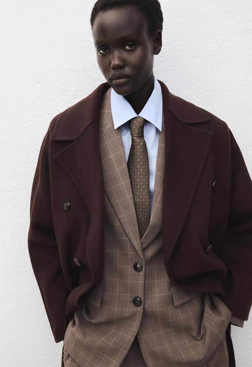 MANGO - Coat picarol -  dark brown