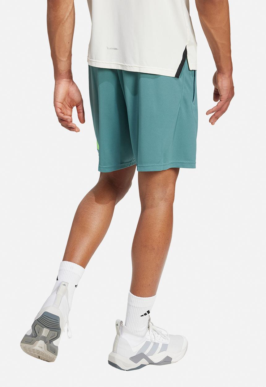 adidas Performance - Train Essentials Logo Training Shorts - Preloved teal/lime burst Green