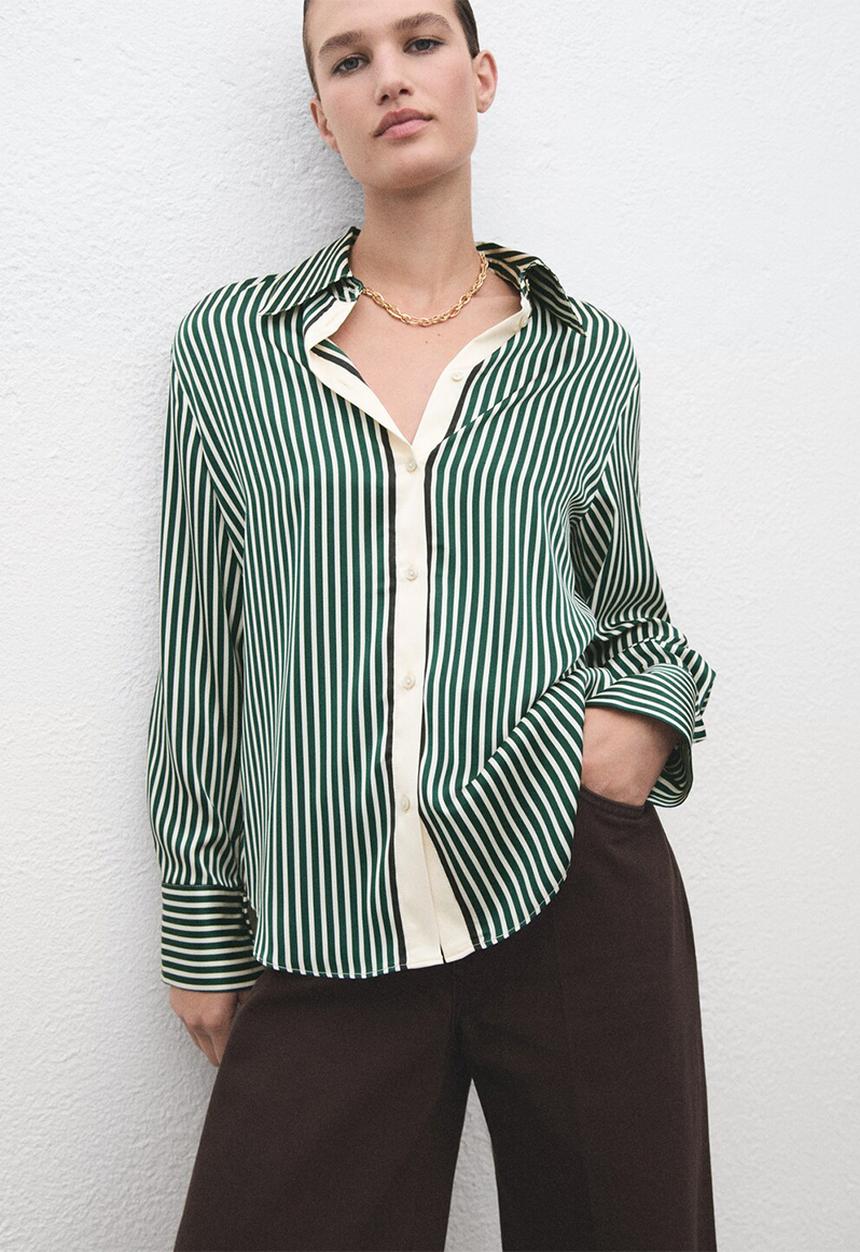 MANGO - Camisa margaret - green