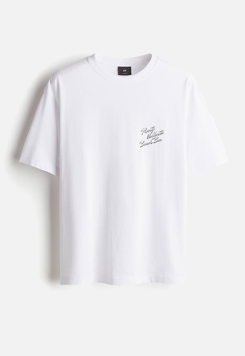 H&M - Loose fit printed T-shirt - white/puerto vallarta