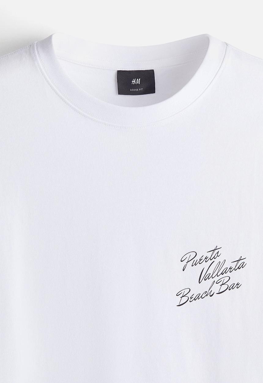 H&M - Loose fit printed T-shirt - white/puerto vallarta