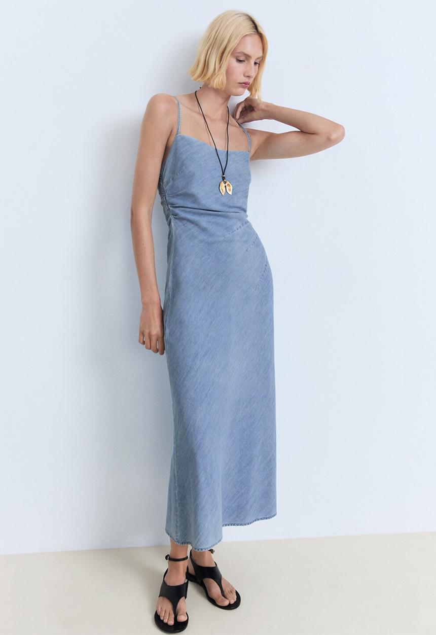 MANGO - Dress blanes - open-blue