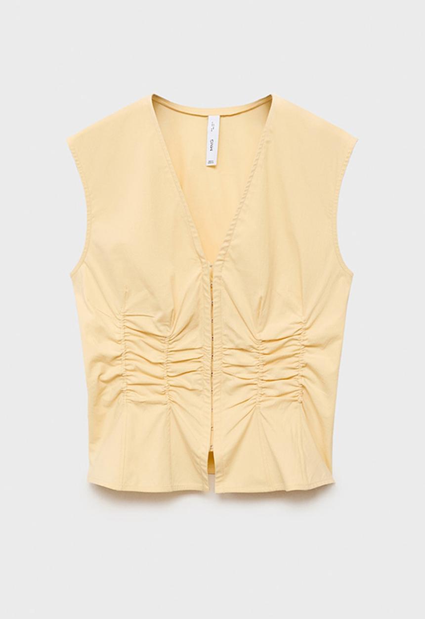 MANGO - Blouse Bracket - Light/Pastel Yellow