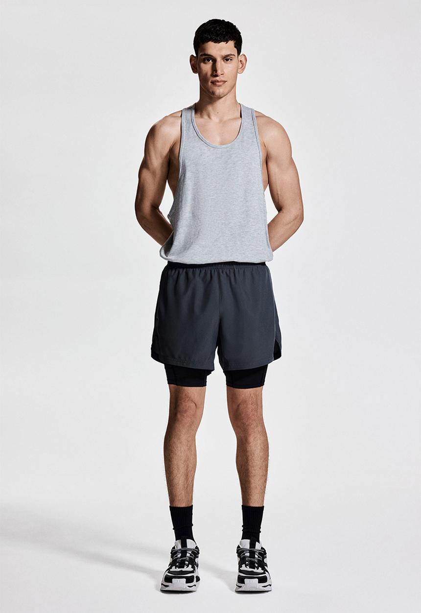H&M - Double-layered sports shorts with drymove™ - dark grey