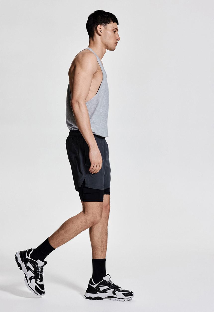 H&M - Double-layered sports shorts with drymove™ - dark grey
