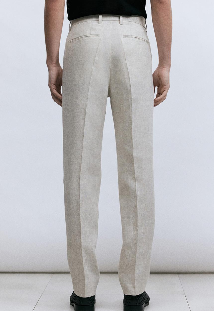 H&M - Slim fit linen suit trousers - light beige