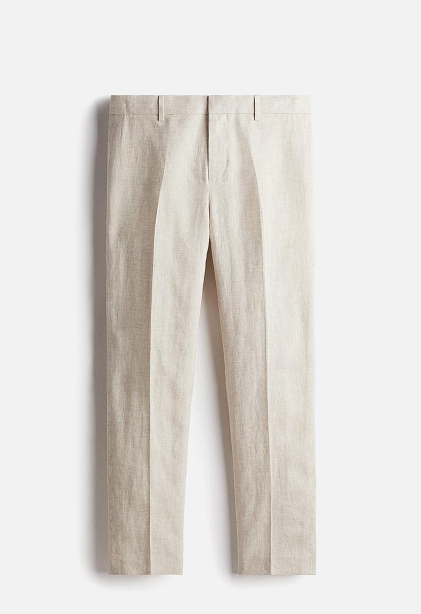 H&M - Slim fit linen suit trousers - light beige