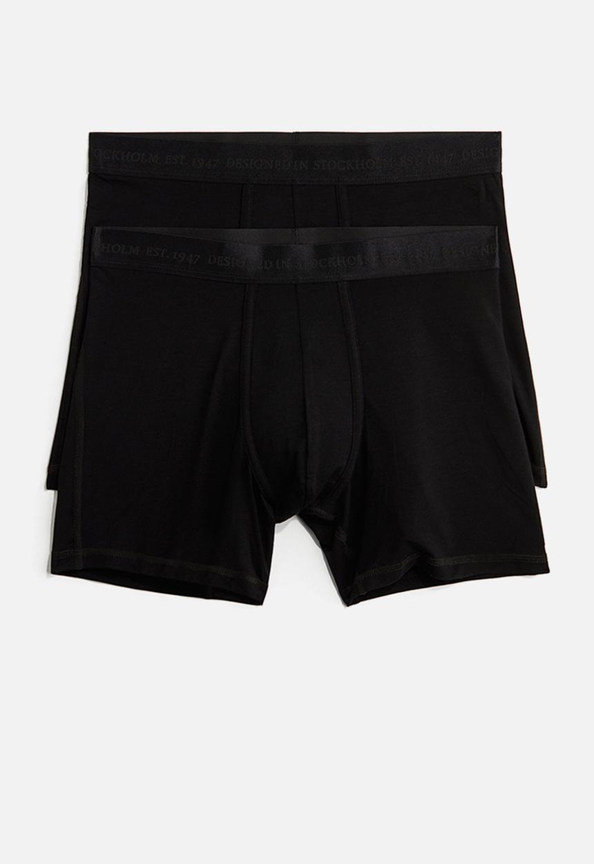 H&M - 2 Pack mid trunks with lycra® - black
