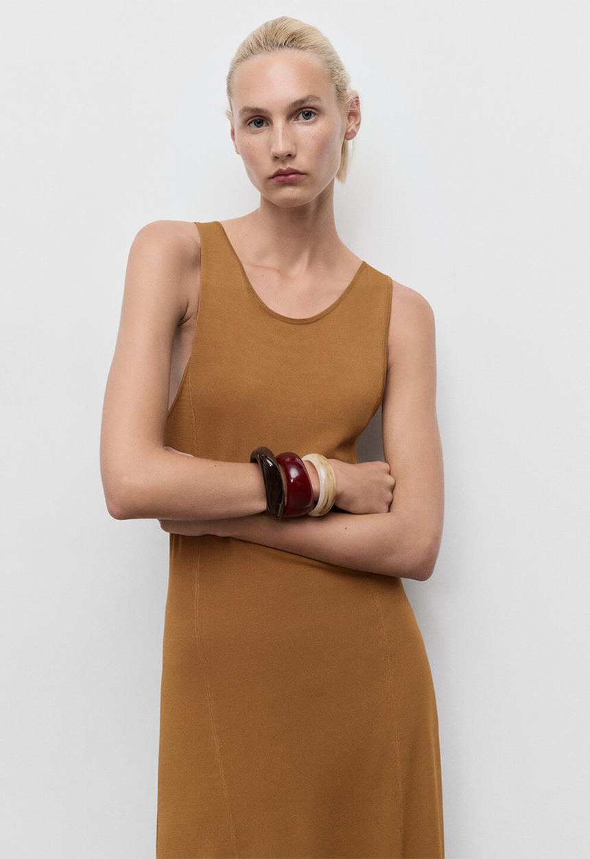 MANGO - Dress guksu  -  medium brown