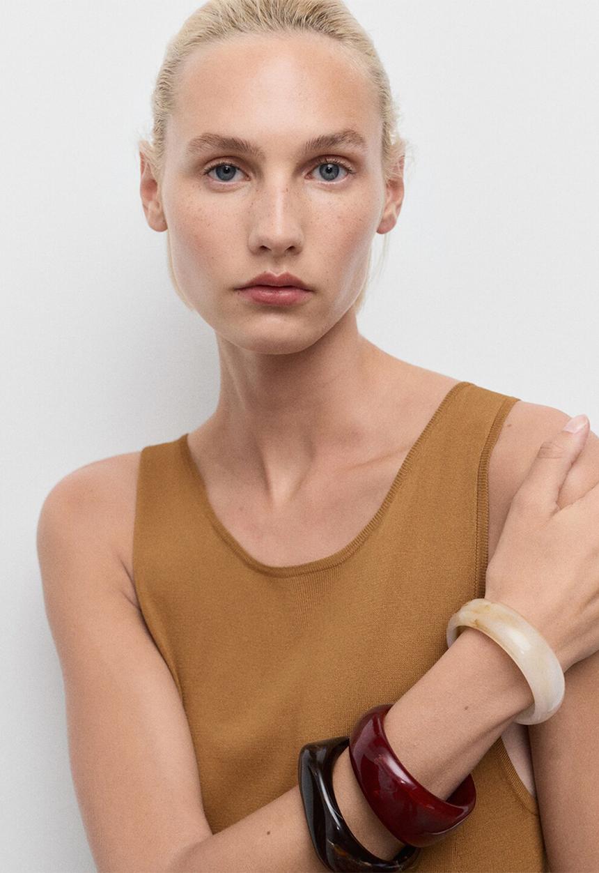 MANGO - Dress guksu  -  medium brown