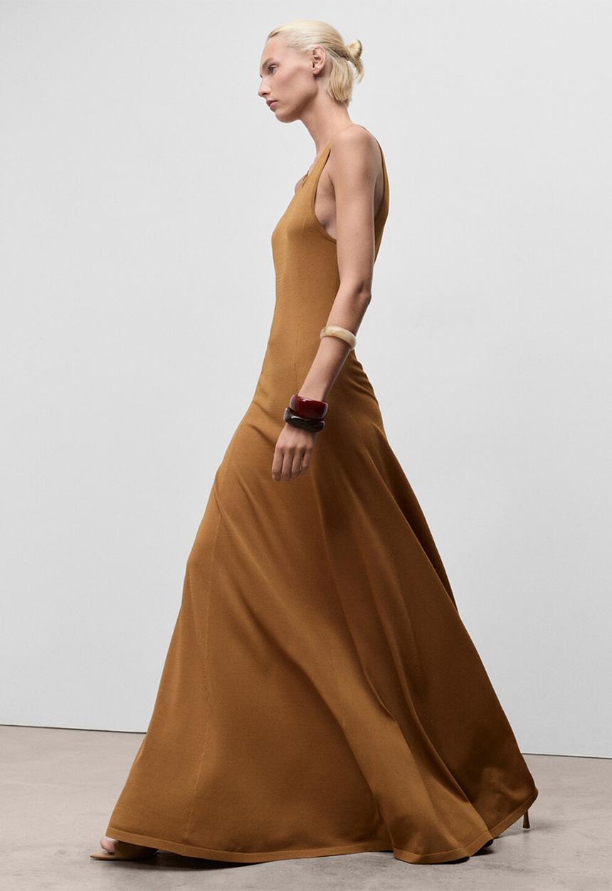 MANGO - Dress guksu  -  medium brown
