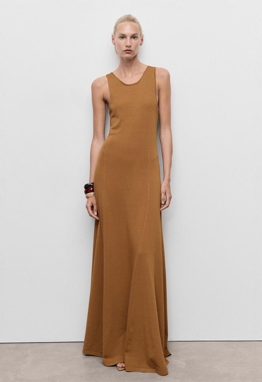 MANGO - Dress guksu  -  medium brown