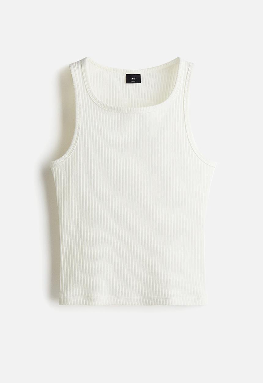 H&M - Slim fit ribbed vest top - white