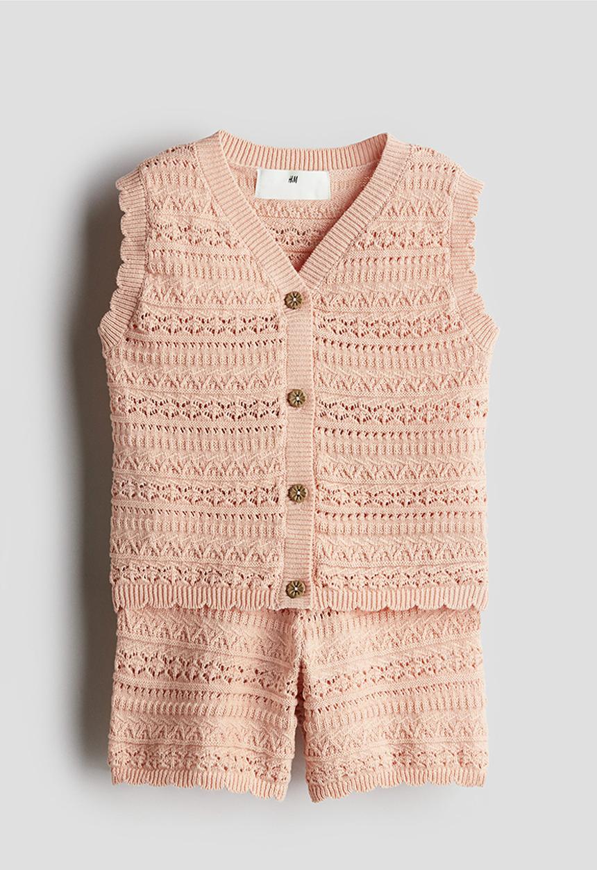 H&M - 2-piece pattern-knit cotton set - orange