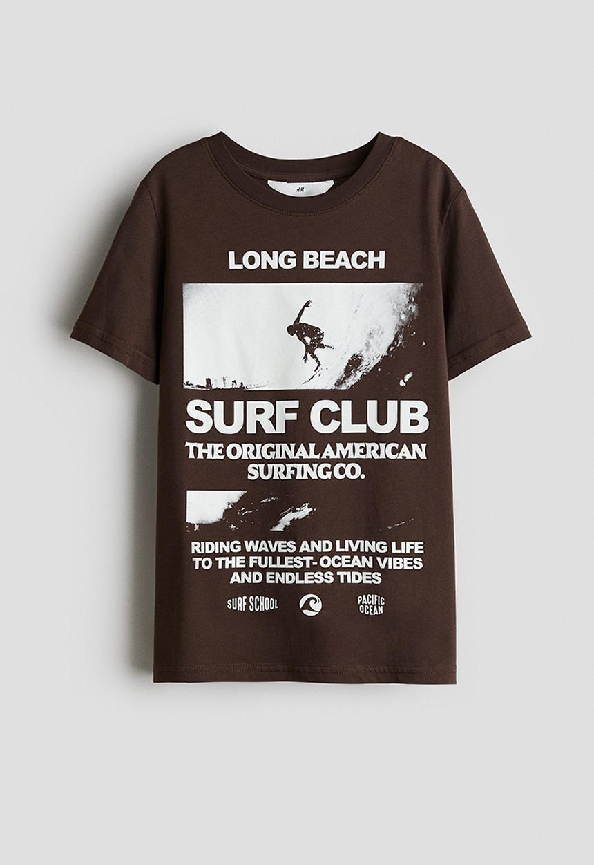 H&M - Printed T-shirt - brown/surf club