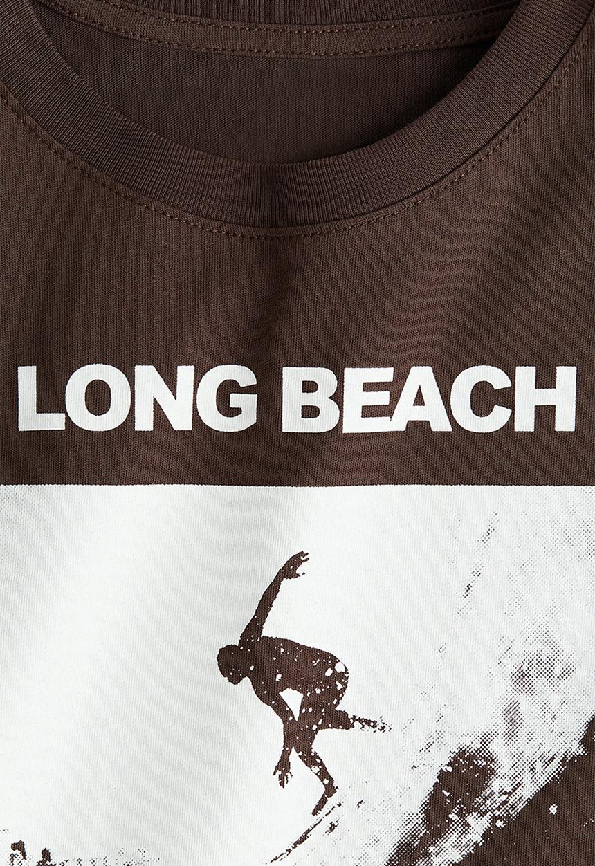 H&M - Printed T-shirt - brown/surf club