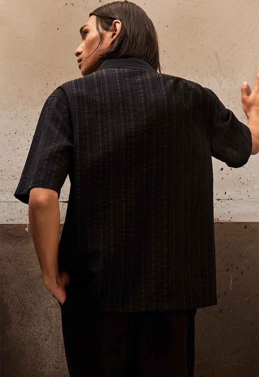 H&M - Regular fit textured resort shirt - black