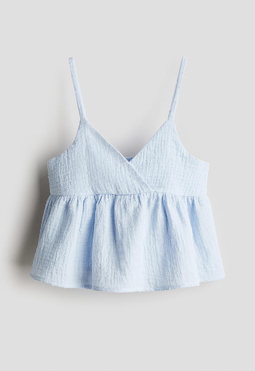 H&M - V-neck strappy top -  light blue 