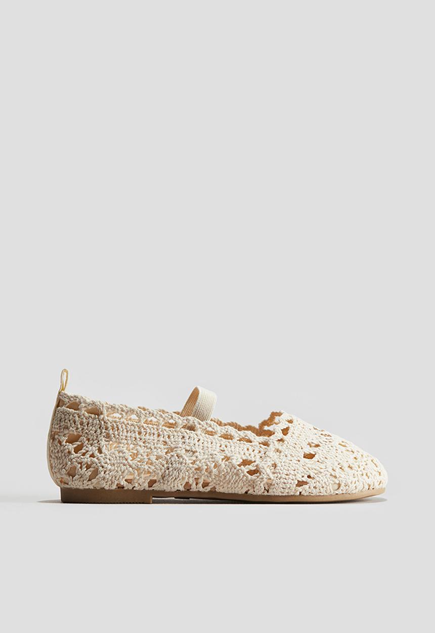 H&M - Crochet-look ballet pumps - beige