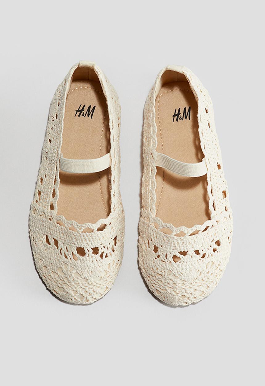 H&M - Crochet-look ballet pumps - beige
