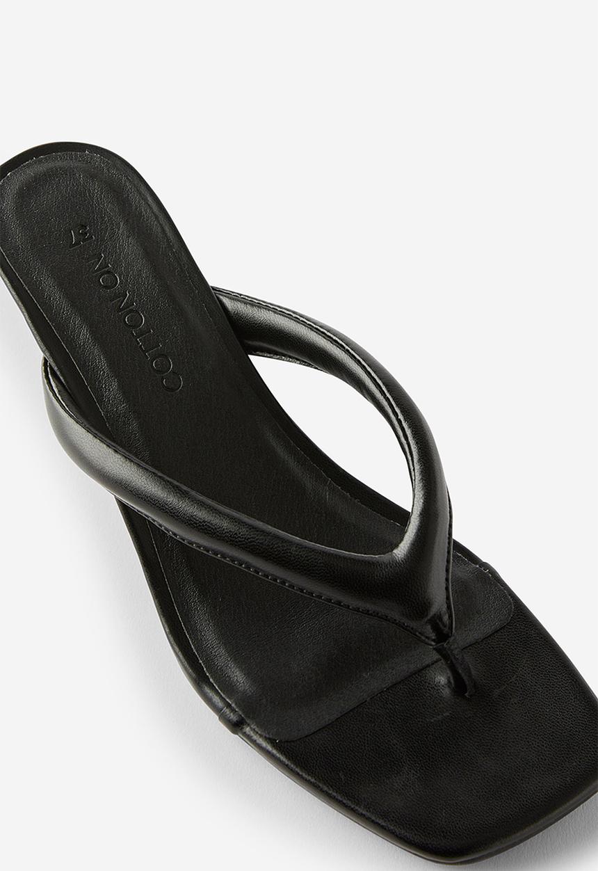 Cotton On - Eve flip flop kitten heel - black puffy