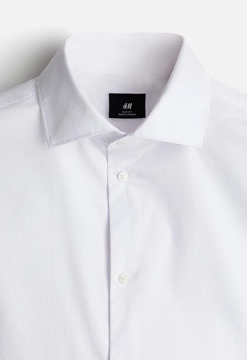 H&M - Slim fit cotton shirt - white