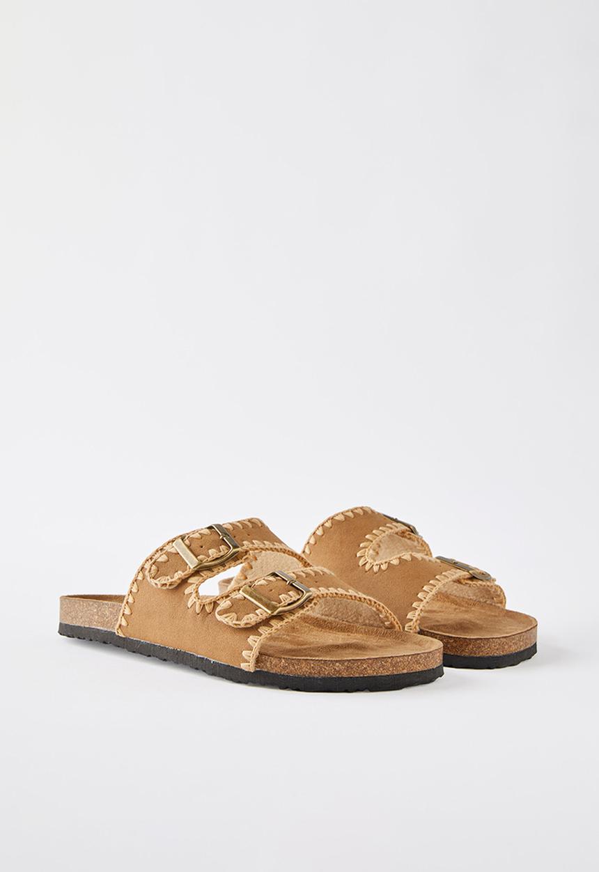 Cotton On - Rex double buckle slide - desert tan whipstitch