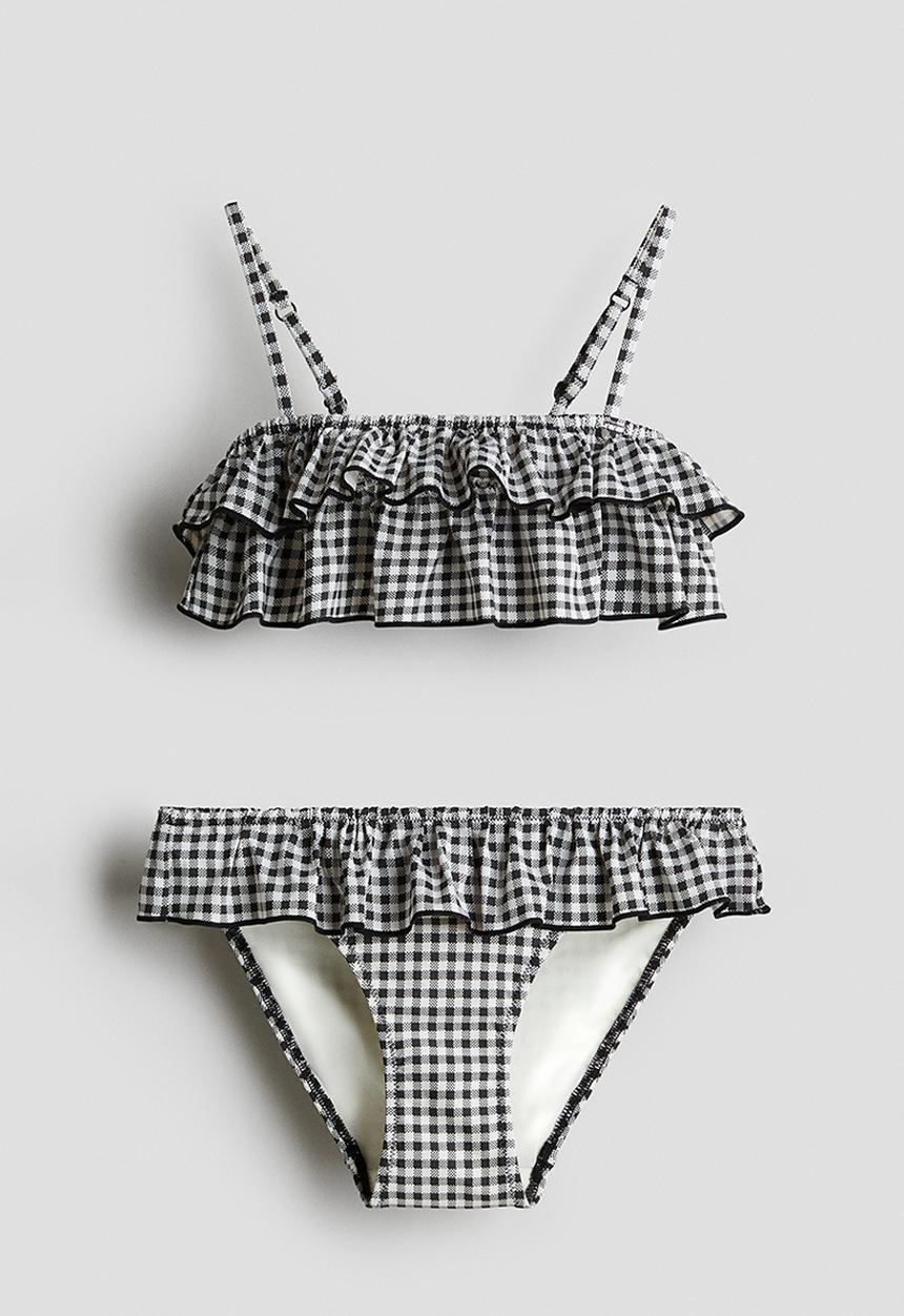 H&M - Flounced bikini - black/checked 