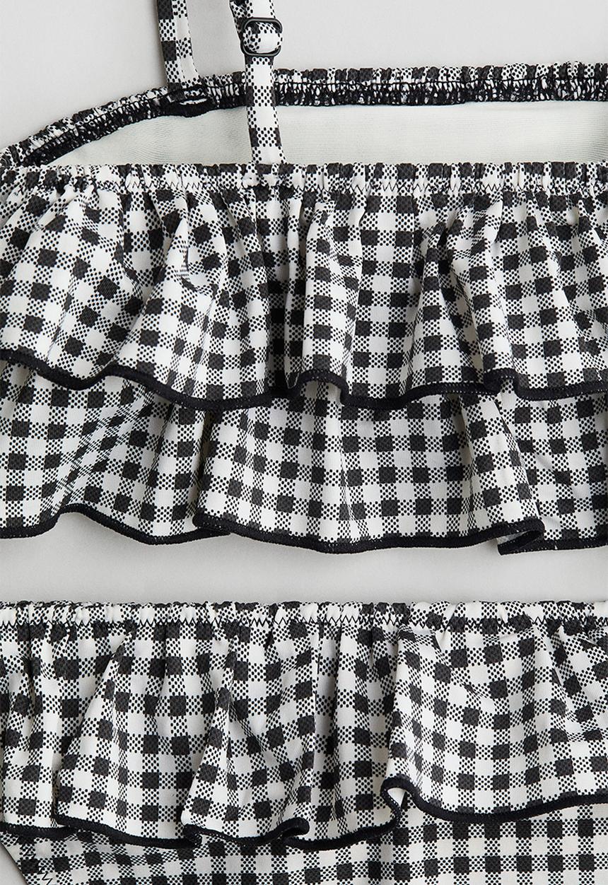H&M - Flounced bikini - black/checked 